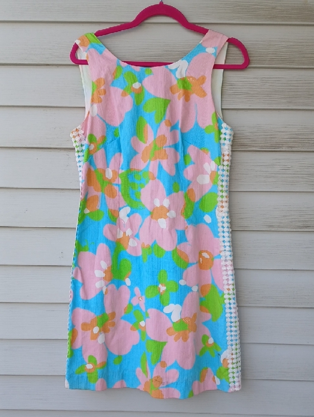 Lilly Pulitzer Pastel Blue Floral Shift Dress, 100% Cotton - Picture 3 of 6